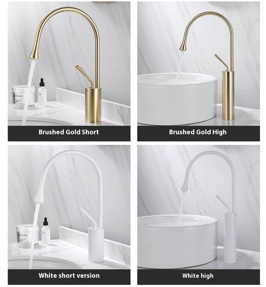 Grifo de Lavabo Giratorio en Cobre Dorado con Diseño Gota de Agua - Image 35