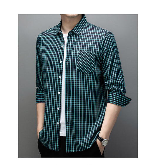 Camisa de Cuadros Manga Larga para Hombre - Primavera y Otoño - Image 12