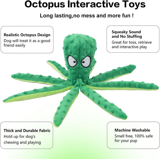 Juguete Pulpo Chirriante sin Relleno para Perros - Juguete Crujiente Interactivo para Cachorros - Image 5