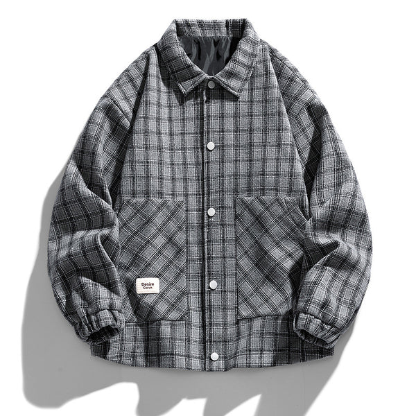 Chaqueta Camisa Tallas Grandes con Estampado Cuadros Bicolor
