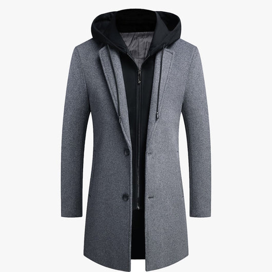 Abrigo de Lana Casual para Hombre con Gorro Desmontable - Image 6