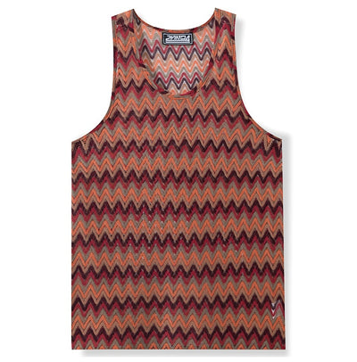 Chaleco Casual Retro para Hombre con Rayas de Contraste en Colores Degradados - Image 16