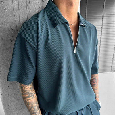 Conjunto Casual de Verano para Hombre - Polo con Cierre y Shorts con Cordón - Image 12