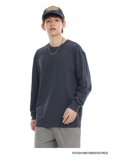 Camiseta de Algodón Pima con Bordado Minimalista - Manga Larga Cuello Redondo - Image 22