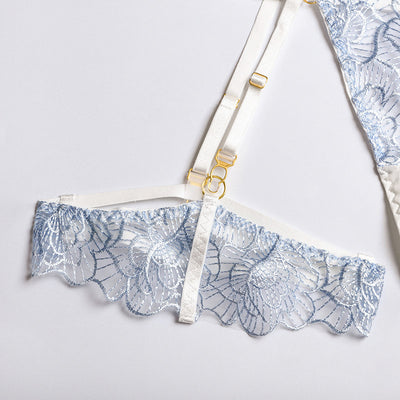 Conjunto de Lencería Transparente de Tres Piezas con Encaje Floral - Image 40