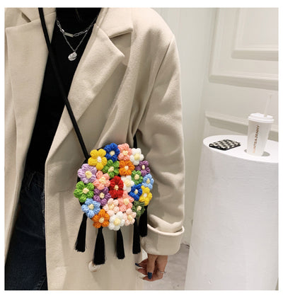 Bolsa Redonda Étnica Esponjosa para Mujer - Diseño Floral 2025 - Image 32