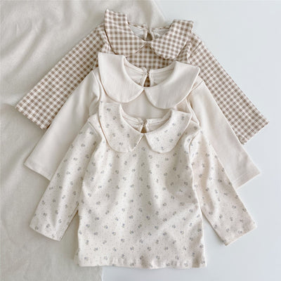 Blusa Infantil a Cuadros con Detalle Floral para Niña