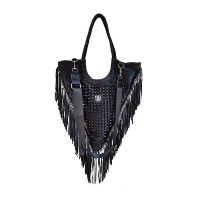 Bolsa Mensajera Triangular con Remaches y Flecos - Estilo Personalidad - Image 6