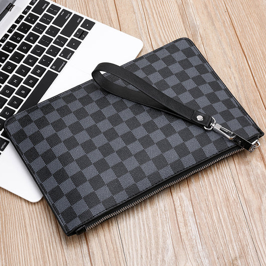 Cartera Ejecutiva de Cuero PU a Cuadros para Hombre - Image 3