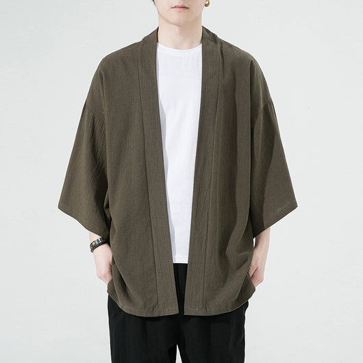 Cardigan de Algodón y Lino para Hombre con Mangas 3/4 - Image 9
