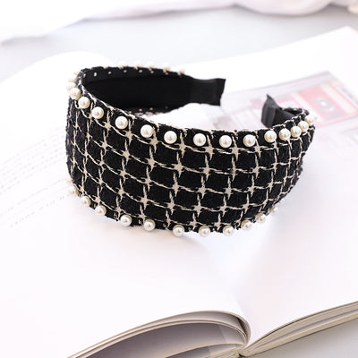 Diadema de Perlas Étnica con Tela Escocesa Clásica - Image 18
