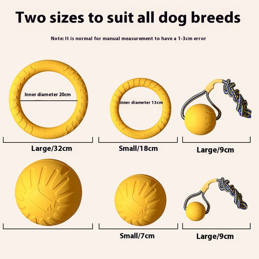 Yellow 7cm solid EVA dog toy ball with textured surface and dog silhouette graphic. - Image 2