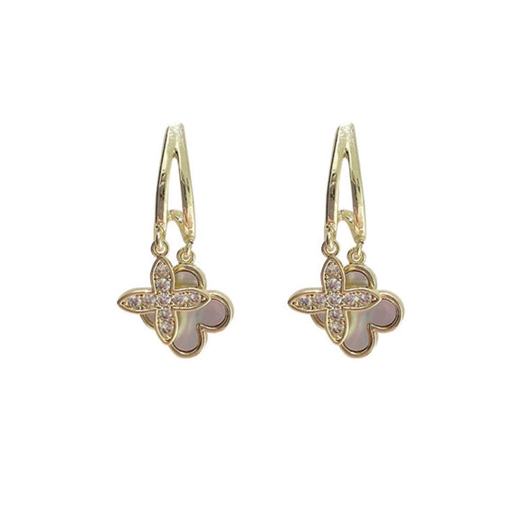 Aretes de Flor Madreperla Doble Capa - Elegancia Femenina