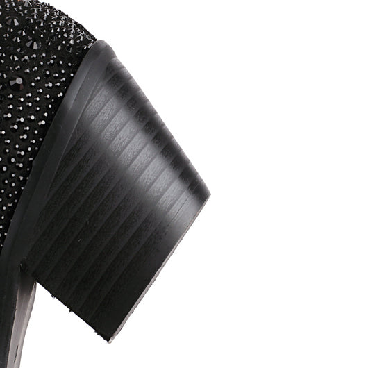 Botas Puntiagudas con Tacón Grueso y Detalles de Strass para Mujer - Image 11
