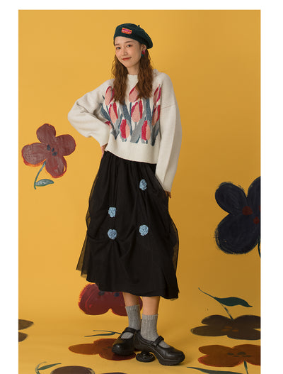 Suéter Holgado con Estampado Vintage de Tulipanes - Image 27