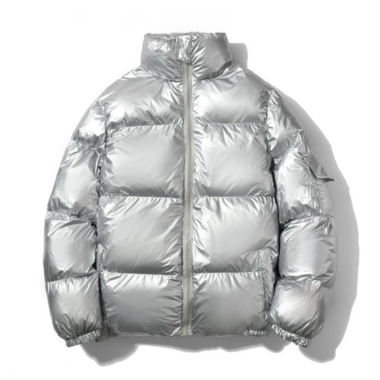 Chaqueta de Algodón con Cuello Alto Brillante para Hombre - Image 2