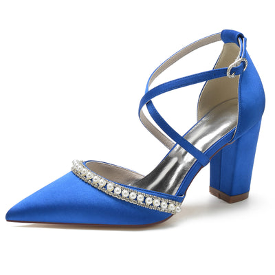 Zapatos de Tacón Cuadrado con Punta Afilada y Cristales Brillantes - Image 41
