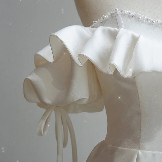 Vestido de Novia Satinado Hada Francesa Elegante - Image 3
