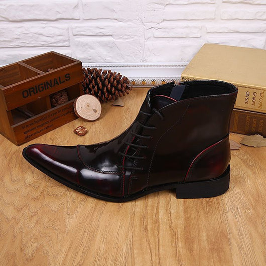 Botas de Cuero Puntiagudas Estilo Coreano Lujo Ligero para Hombre - Image 11