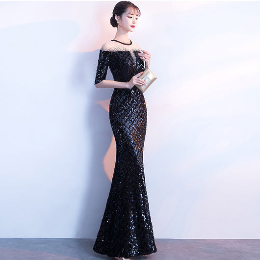 Vestido de Noche Elegante Host Catwalk Rombo Temperamento