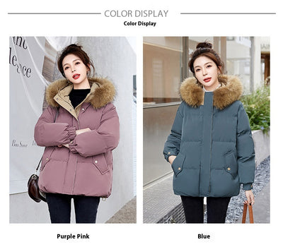 Abrigo de Plumón de Pato Blanco Suelto Estilo Coreano para Mujer - Image 28