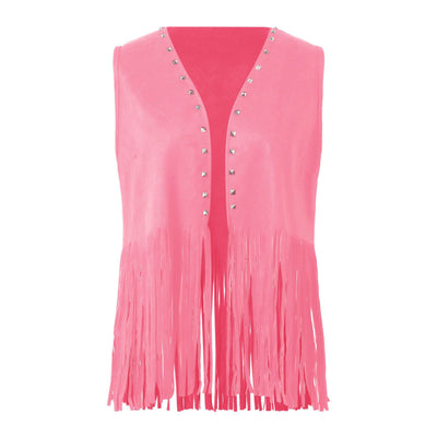 Chaqueta de Gamuza sin Mangas con Flecos y Remaches para Mujer - Image 6