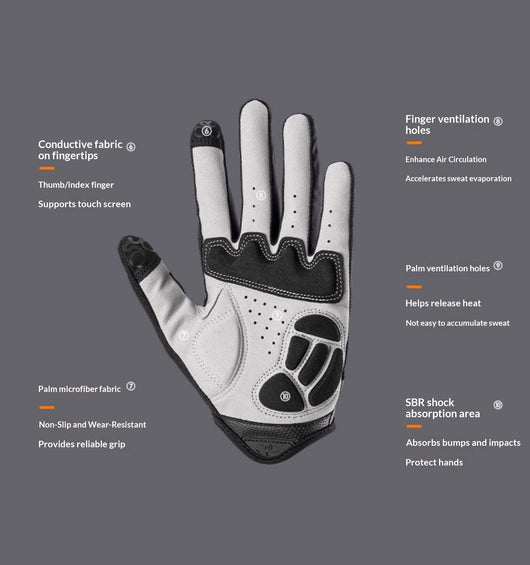 Guantes de Ciclismo de Dedo Completo para Hombre y Mujer - Viajes Largos - Image 14