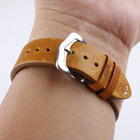 Correa de Cuero Vacuno Encerado Retro con Hebilla Simple