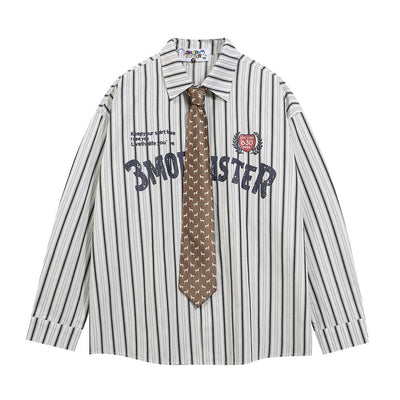 Camisa Manga Larga Estampado Letras con Rayas Verticales para Hombre - Image 14
