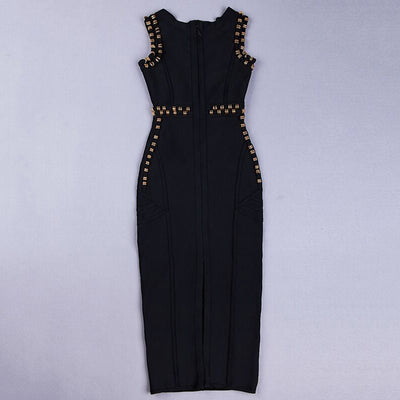 Vestido Midi Elegante con Detalles de Remaches y Brillos - Image 16