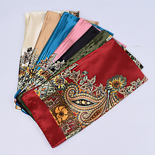 Pañuelo de Seda Estampado Clásico Retro - Versátil y Elegante para Primavera - Image 17