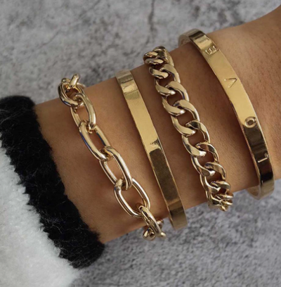 Juego de Pulseras de Cadena Hueca en C - Diseño Minimalista y Elegante - Image 7