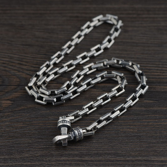 Cadena de Plata S925 Acabado Antiguo Estilo Punk Gruesa