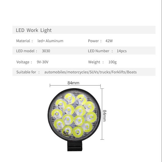 Luces de Trabajo LED 42W Mini Redondas - Image 9