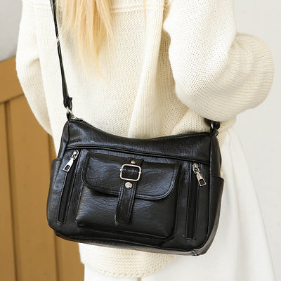 Bolsa Mensajero de Cuero Auténtico Retro Gran Capacidad - Image 3