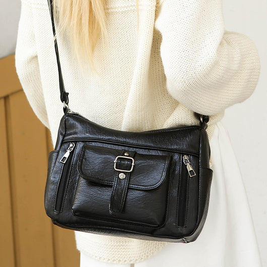 Bolsa Mensajero de Cuero Auténtico Retro Gran Capacidad - Image 3