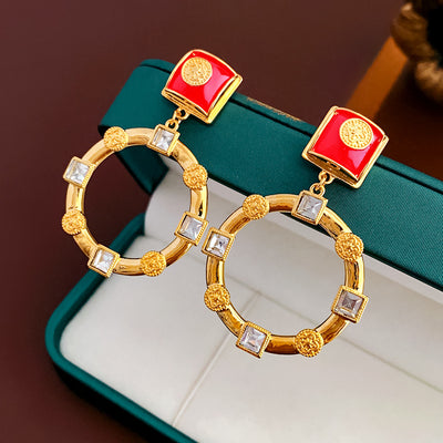 Aretes de Círculo Plateado con Cristales Brillantes - Diseño Vintage Elegante - Image 15