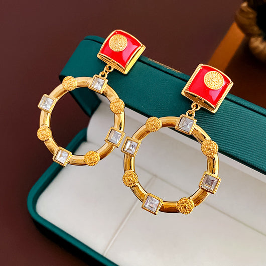 Aretes de Círculo Plateado con Cristales Brillantes - Diseño Vintage Elegante - Image 15
