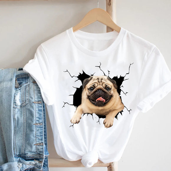 Playera de Gato Estilo Europeo Manga Corta para Verano