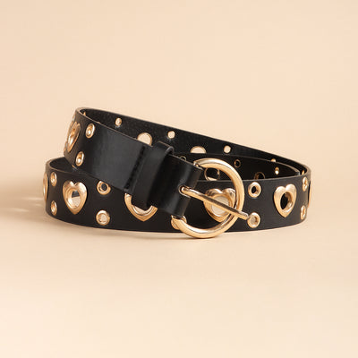 Cinturón Metal Punk para Mujer con Corazón Calado - Estilo Hip Hop Negro - Image 10