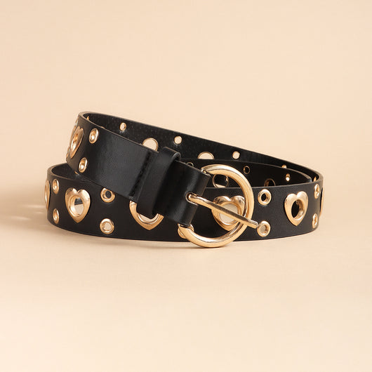 Cinturón Metal Punk para Mujer con Corazón Calado - Estilo Hip Hop Negro - Image 10