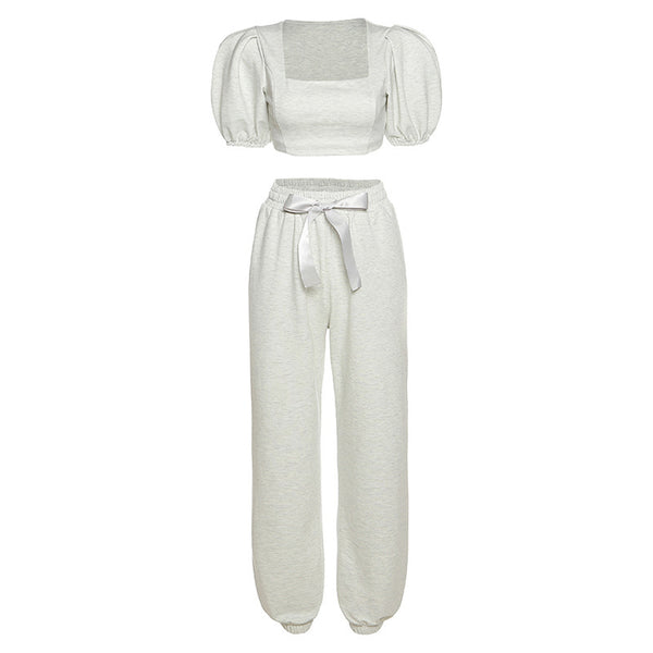 Conjunto Casual Elegante: Blusa con Mangas Farol y Pantalón Talle Alto - Image 5