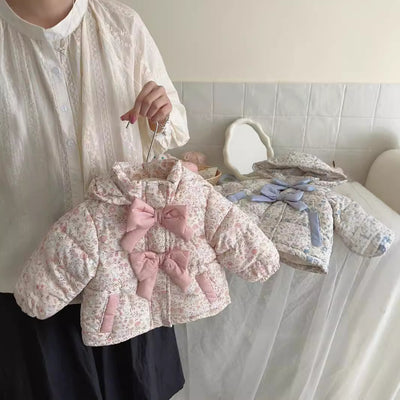 Chaqueta Abrigo Infantil Invierno con Capucha y Estampado Floral - Image 11