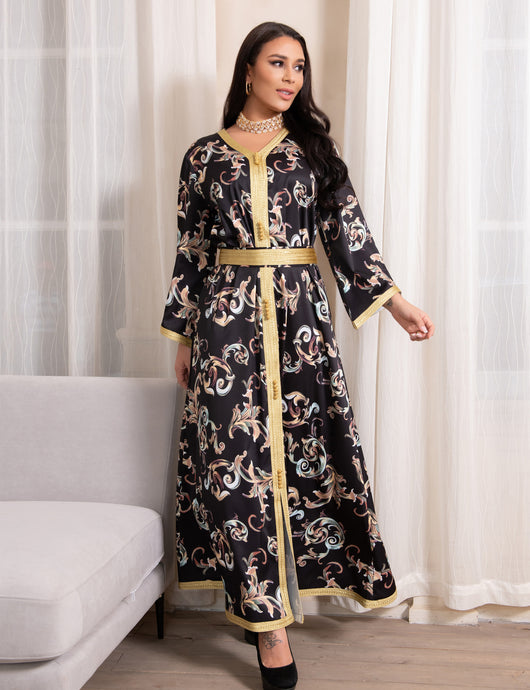 Vestido Casual Largo Estampado con Cinturón para Mujer - Image 13