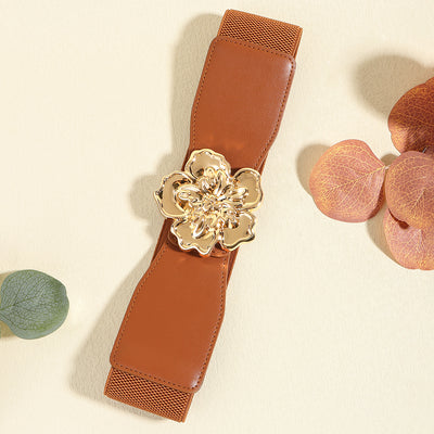Cinturón Elástico para Mujer con Hebilla Floral Dorada - Accesorio Elegante para Vestidos - Image 25