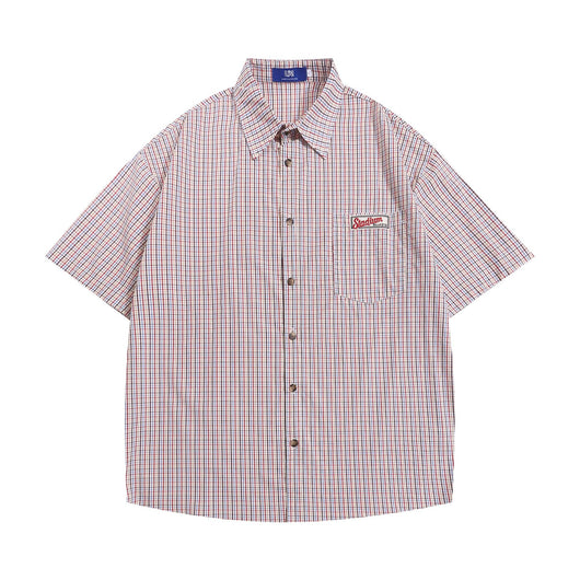 Camisa Cuadros Suelta Manga Corta para Hombre