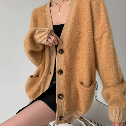 Cardigan V-neck de Mohair con Bolsillos para Mujer - Image 6
