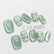Uñas Postizas con Diseño Floral 3D - Efecto Ojo de Gato Verde