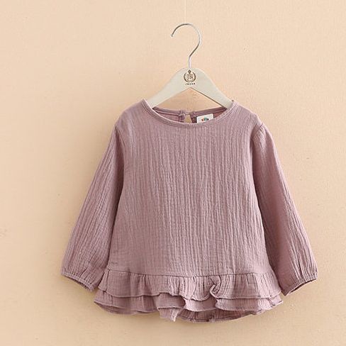 Blusa Infantil de Algodón y Lino con Volantes y Mangas Largas - Image 6