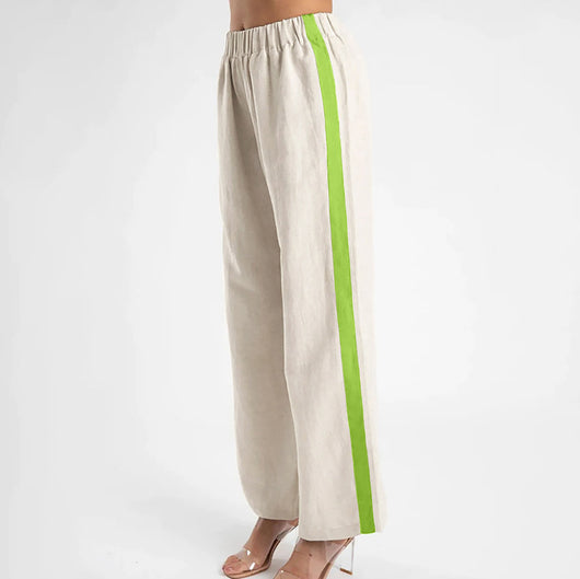 Conjunto Retro Mujer: Blusa Suelta con Cordones y Pantalón Ancho Cintura Alta - Image 10